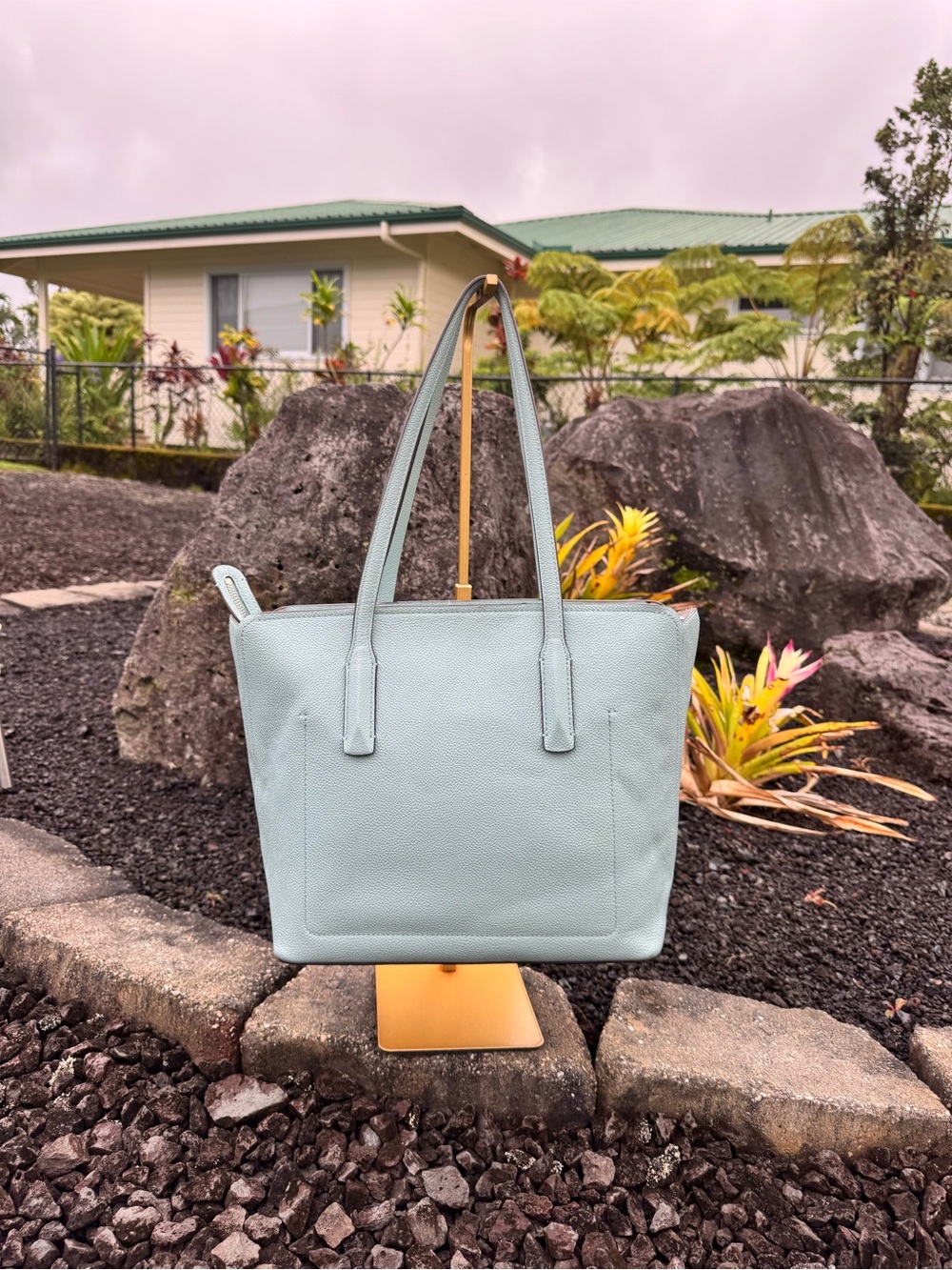 Kate Spade New York Blue Pebbled Leather Zip Tote Shoulder Bag - Picture 3 of 16